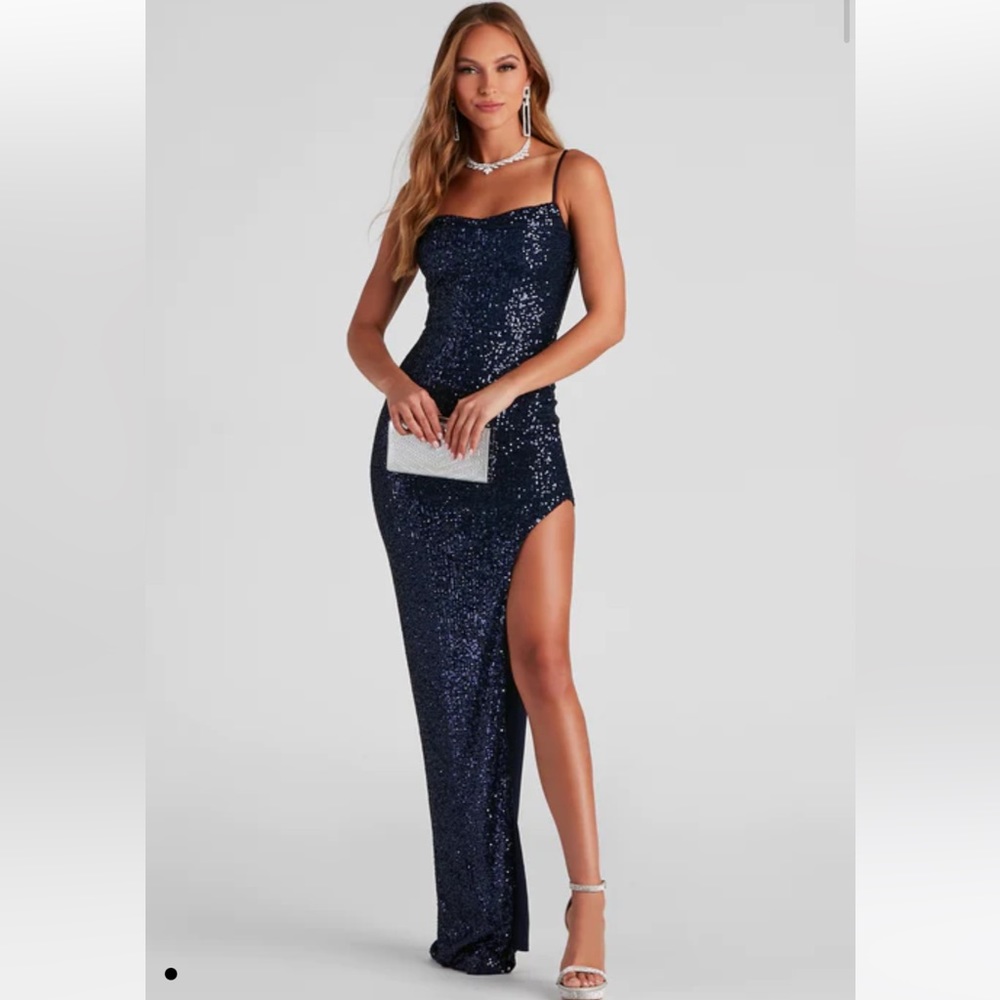 Navy sequin Windsor Fatima dress